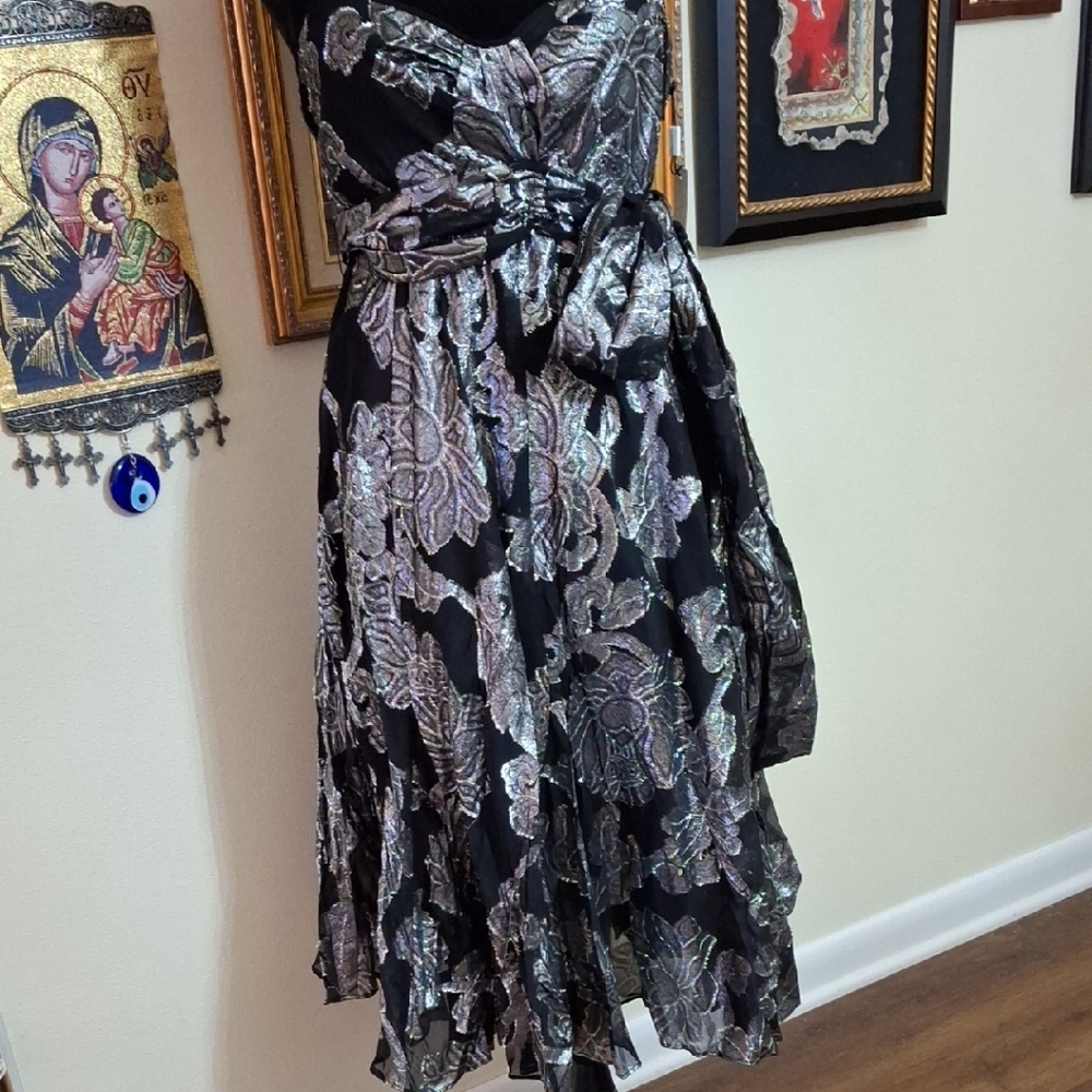 Calvin Klein Black and Silver Midi Dress